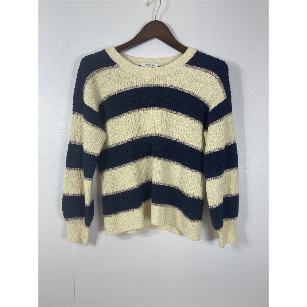 Madewell Striped Lakeville Pullover Sweater in Navy/‎ Cream Size XS